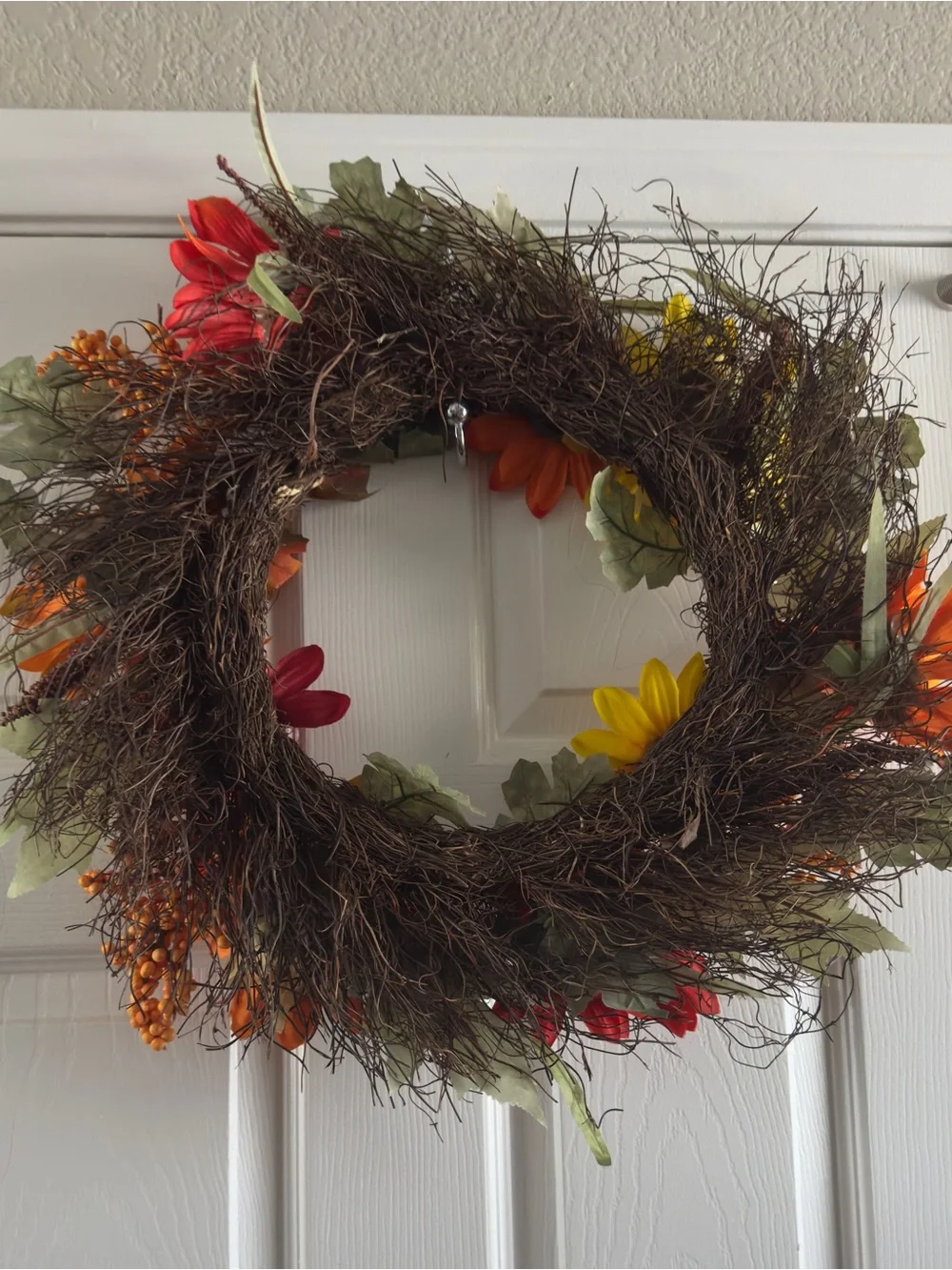 Used Autumn Fall Artificial Sunflower Wreath Door Wall Decor